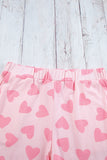 Pink Heart Print Long Sleeve Top and Shorts Loungewear Set